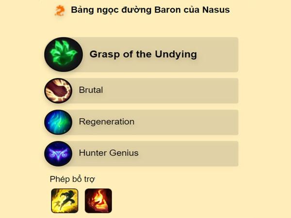 Thông tin Bảng Ngọc Nasus