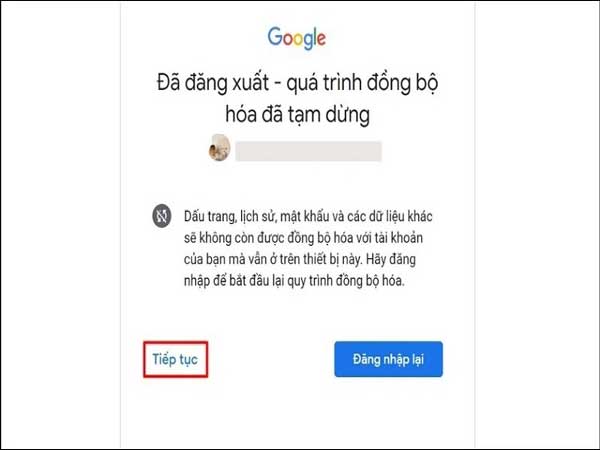 nhấn nút "Tiếp tục" để hoàn tất