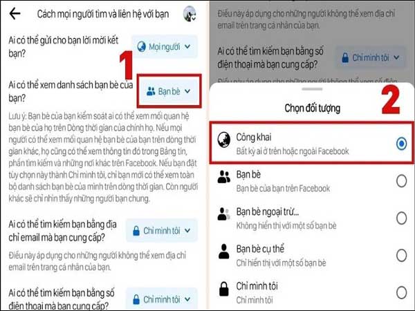 Cách để bật chế độ công khai bạn bè trên Facebook