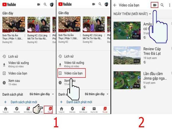 Nhấn biểu tượng video để bắt đầu quá trình tải lên