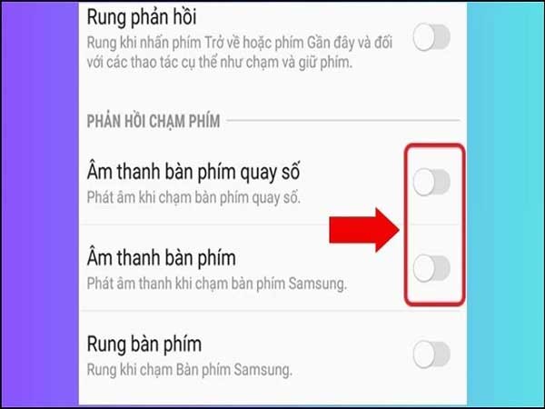 cách tắt âm thanh bàn phím Samsung