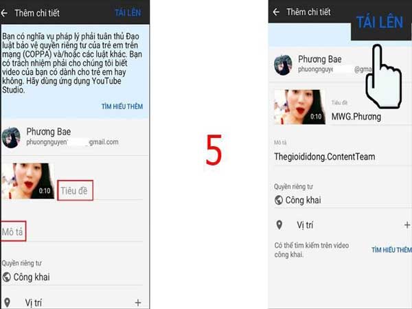 nhấn "Tải lên" để hoàn tất quá trình